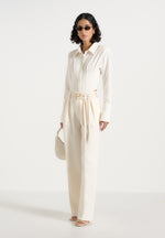 Pascale - Tailored Twin Belt Trousers - Off White