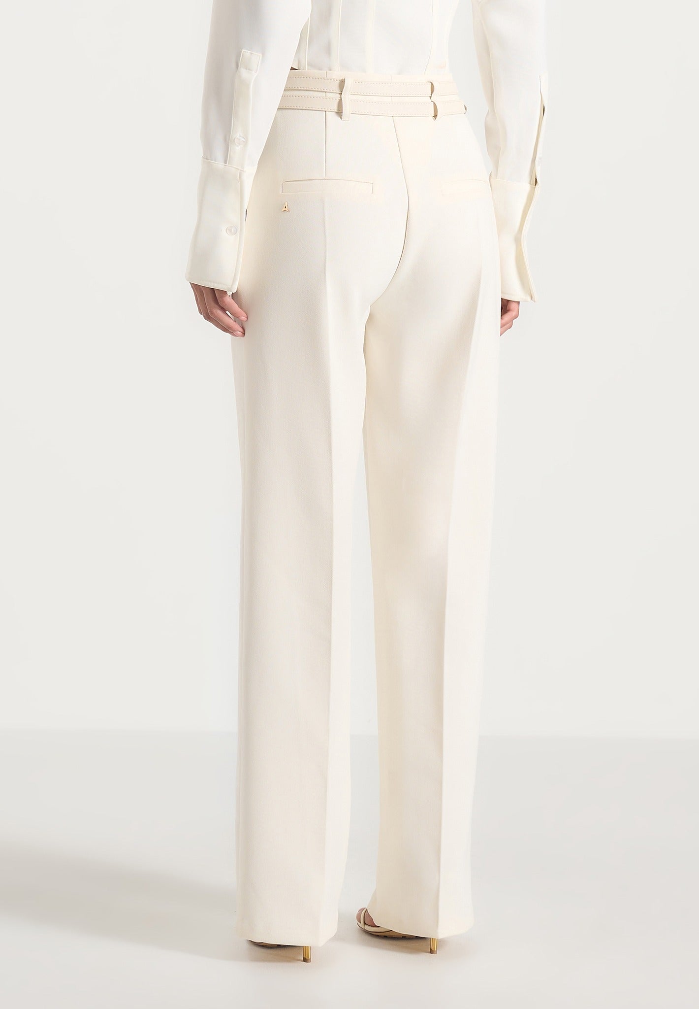 Pascale - Tailored Twin Belt Trousers - Off White