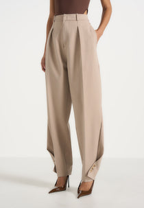 Sophie - Twist Leg Tailored Trousers - Beige