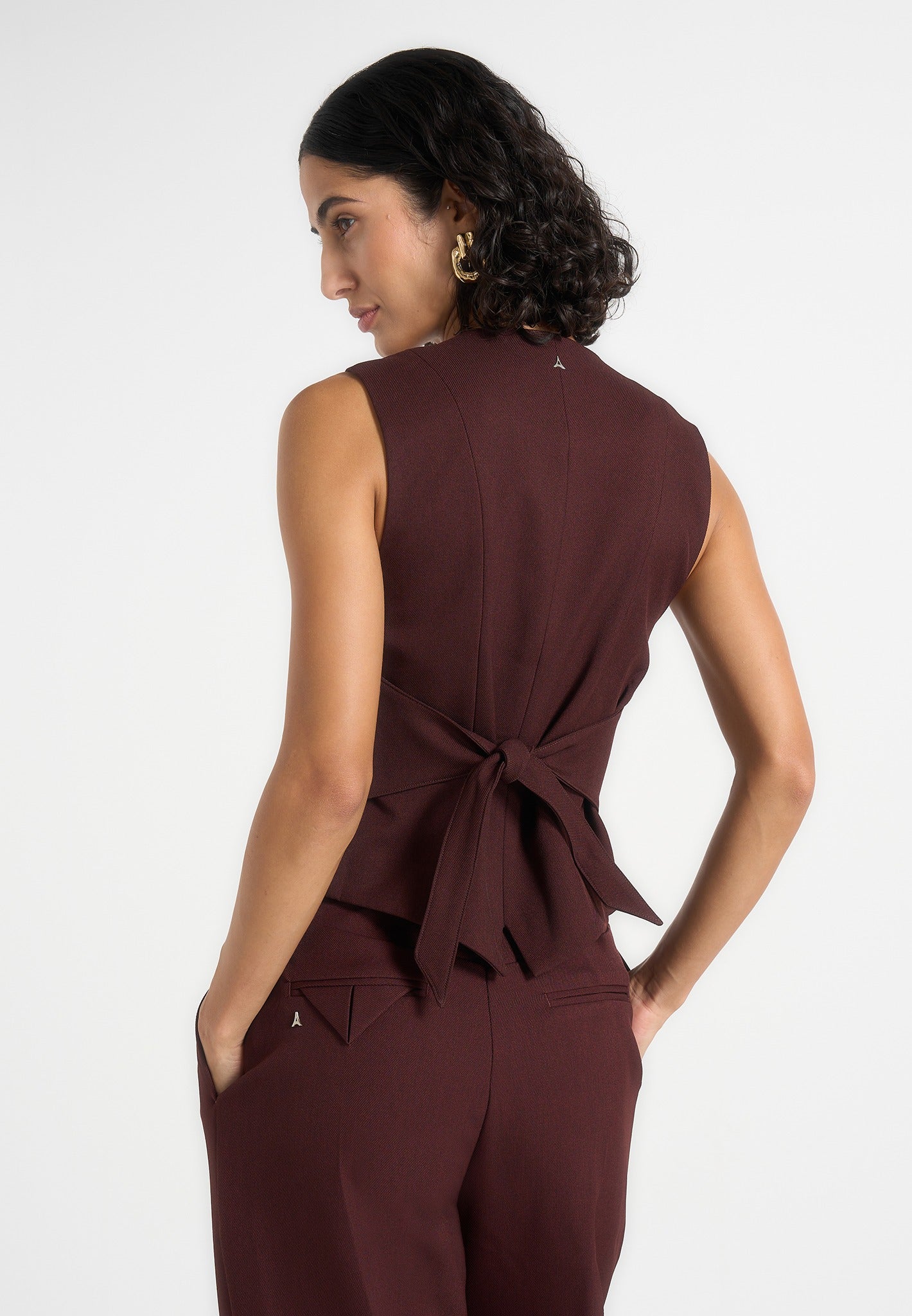 Christine - Tailored Cinch Waistcoat - Wine Red