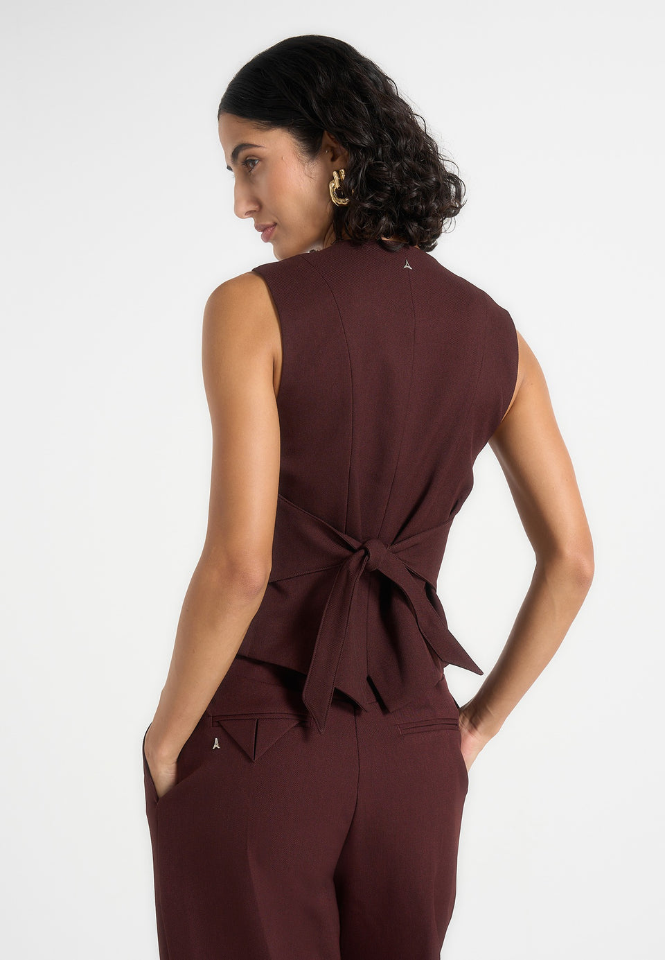Christine - Tailored Cinch Waistcoat - Wine Red