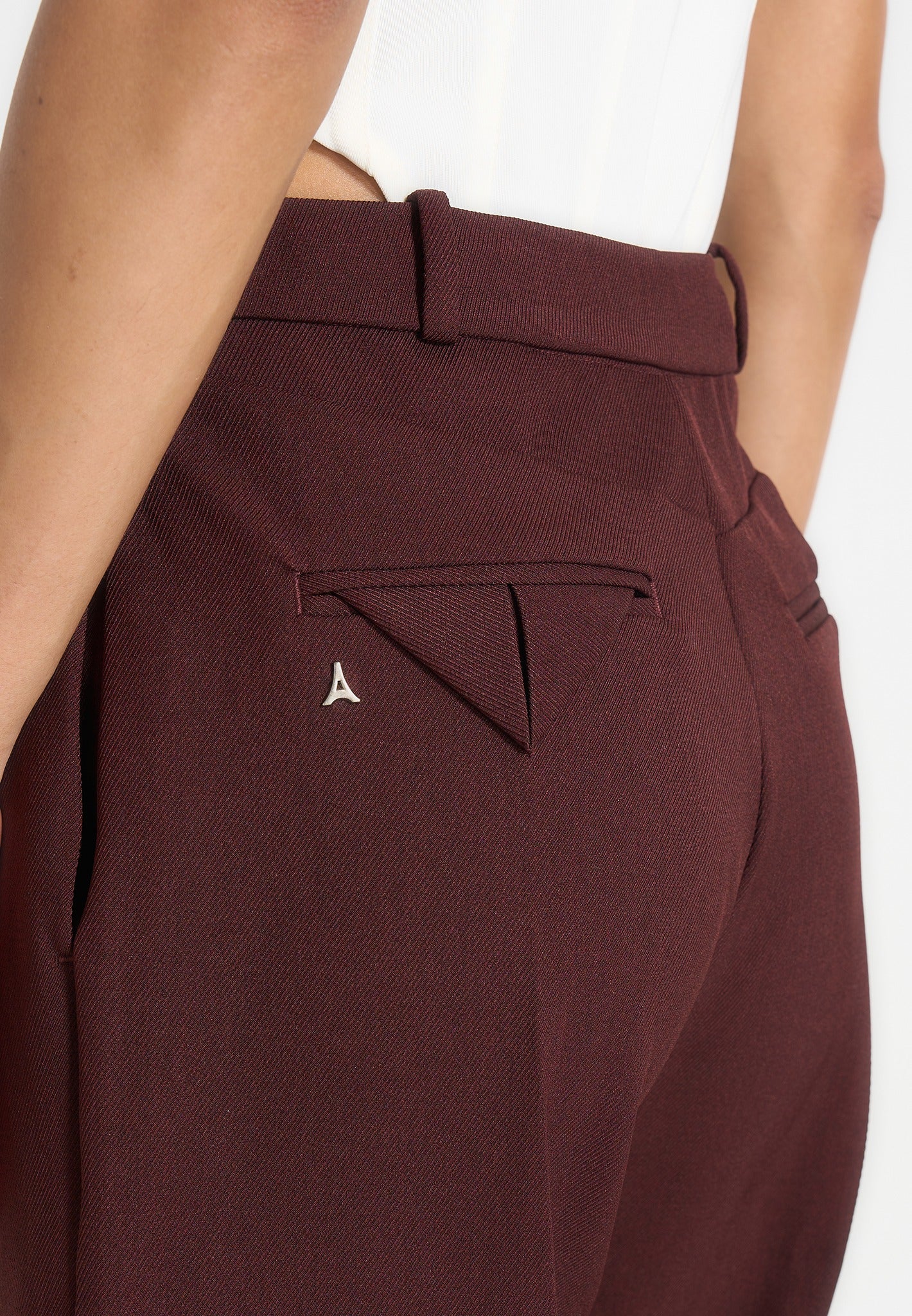 Julie - Tailored Twin Pleat Trousers - Wine Red