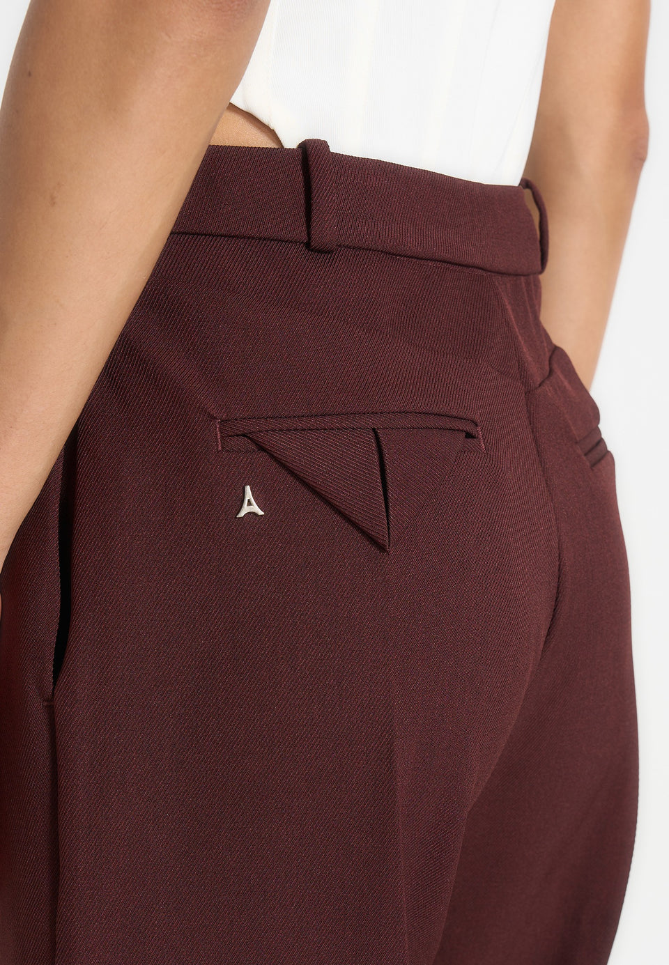 Julie - Tailored Twin Pleat Trousers - Wine Red