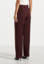 Julie - Tailored Twin Pleat Trousers - Wine Red
