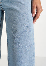 Calista - Line Art Denim Jeans - Mid Blue