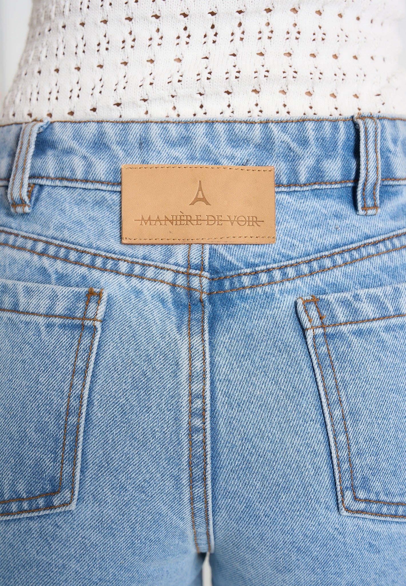 Calista - Line Art Denim Jeans - Mid Blue