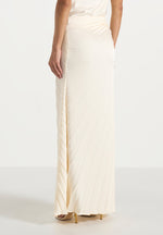 Fiona - Satin Fan Pleat Maxi Skirt - Ivory