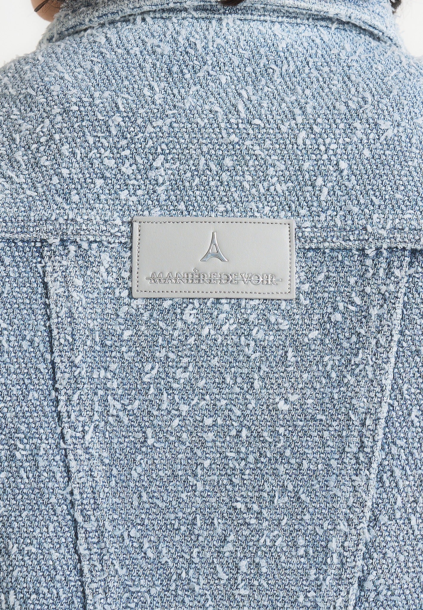 Catherine - Denim Cropped Boucle Jacket - Mid Blue