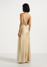 Saffron - Satin Belted Maxi Dress - Gold