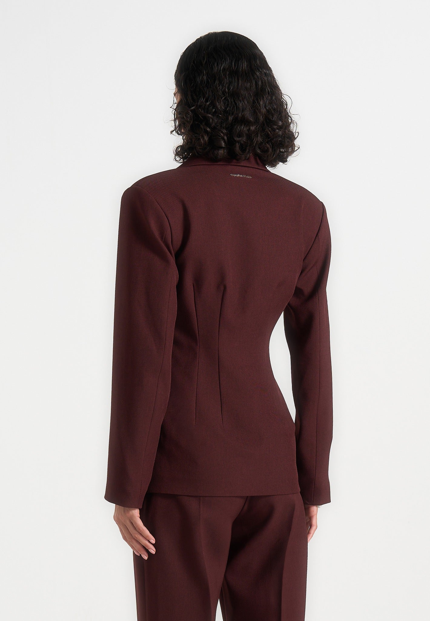 Beatrice - Tailored Cinched Blazer - Wine Red
