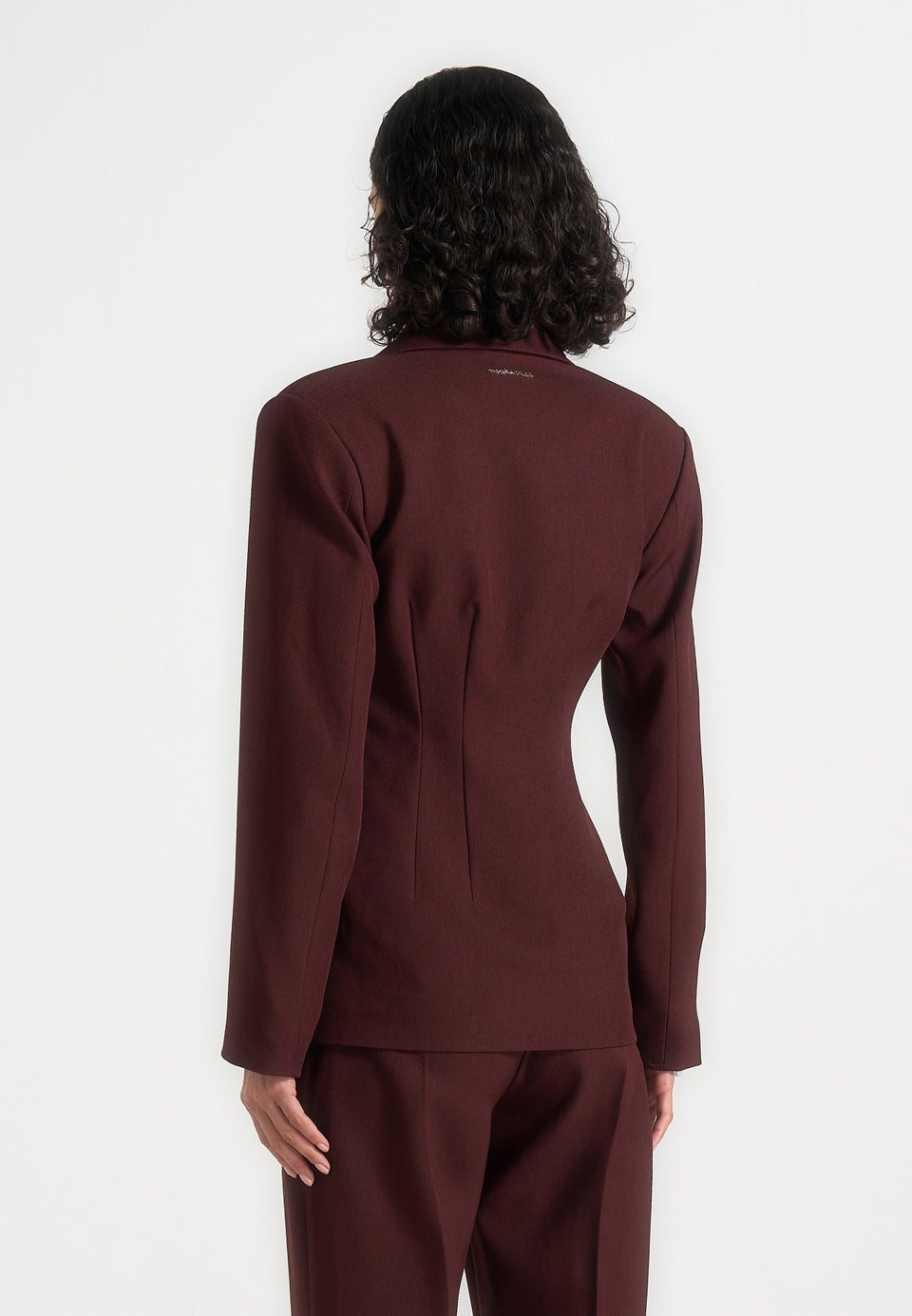 Beatrice - Tailored Cinched Blazer - Wine Red