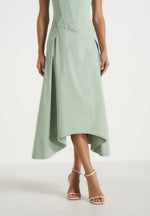 Faith - Cap Sleeve Corset Cotton Midi Dress - Sage