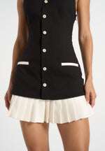 Jasmine - Halterneck Pleated Mini Dress - Black