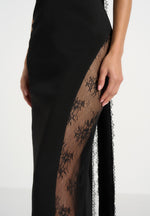 Jessica - Contour Lace Halter Drape Neck Maxi Dress - Black