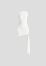 Anouk - Cap Sleeve Ring Detail Drape Mini Dress - White