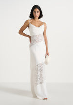 Naya - Asymmetric Lace Maxi Dress - White