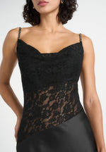 Naya - Asymmetric Lace Maxi Dress - Black