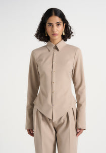 Sonia - Tailored Cinch Shirt - Beige