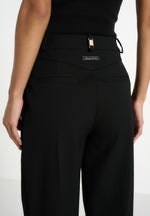 Darlene - Turn Up Detail Tailored Twin Pleat Trousers - Black