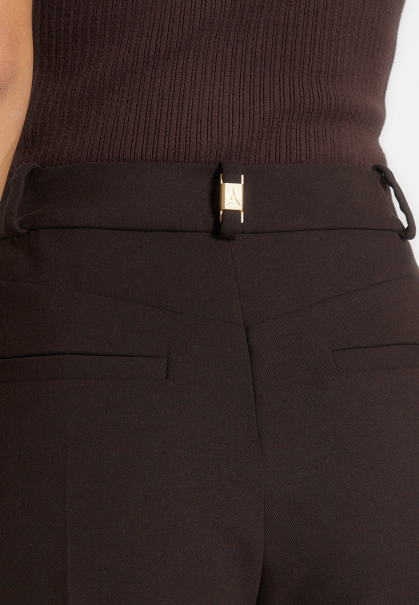 Sophie - Twist Leg Tailored Trousers - Brown