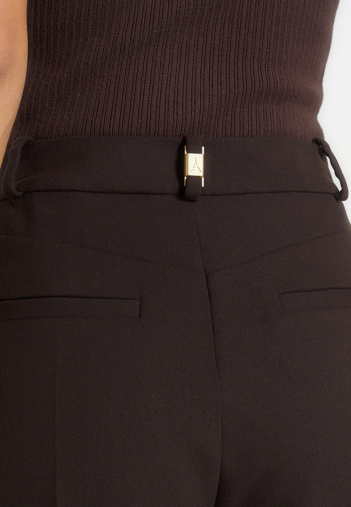 Sophie - Twist Leg Tailored Trousers - Brown