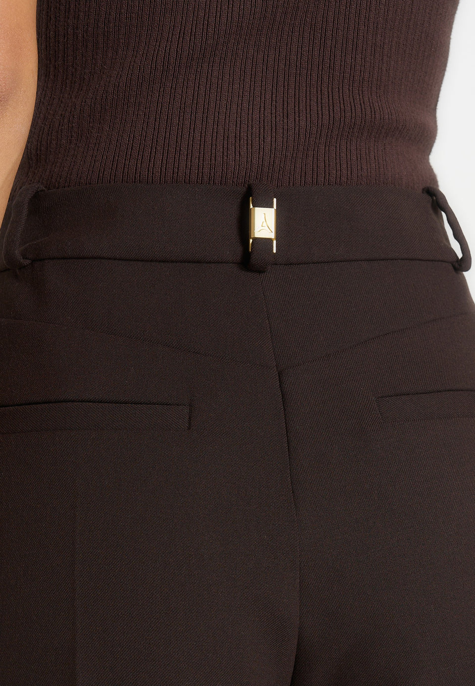 Sophie - Twist Leg Tailored Trousers - Brown