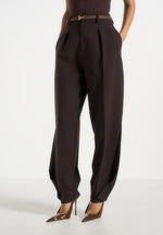 Sophie - Twist Leg Tailored Trousers - Brown