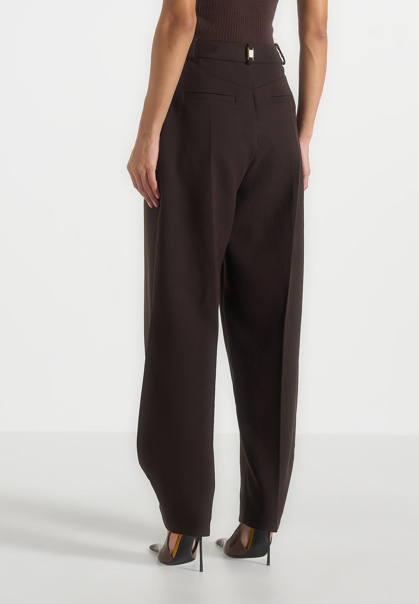 Sophie - Twist Leg Tailored Trousers - Brown