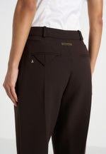 Julie - Tailored Twin Pleat Trousers - Dark Brown
