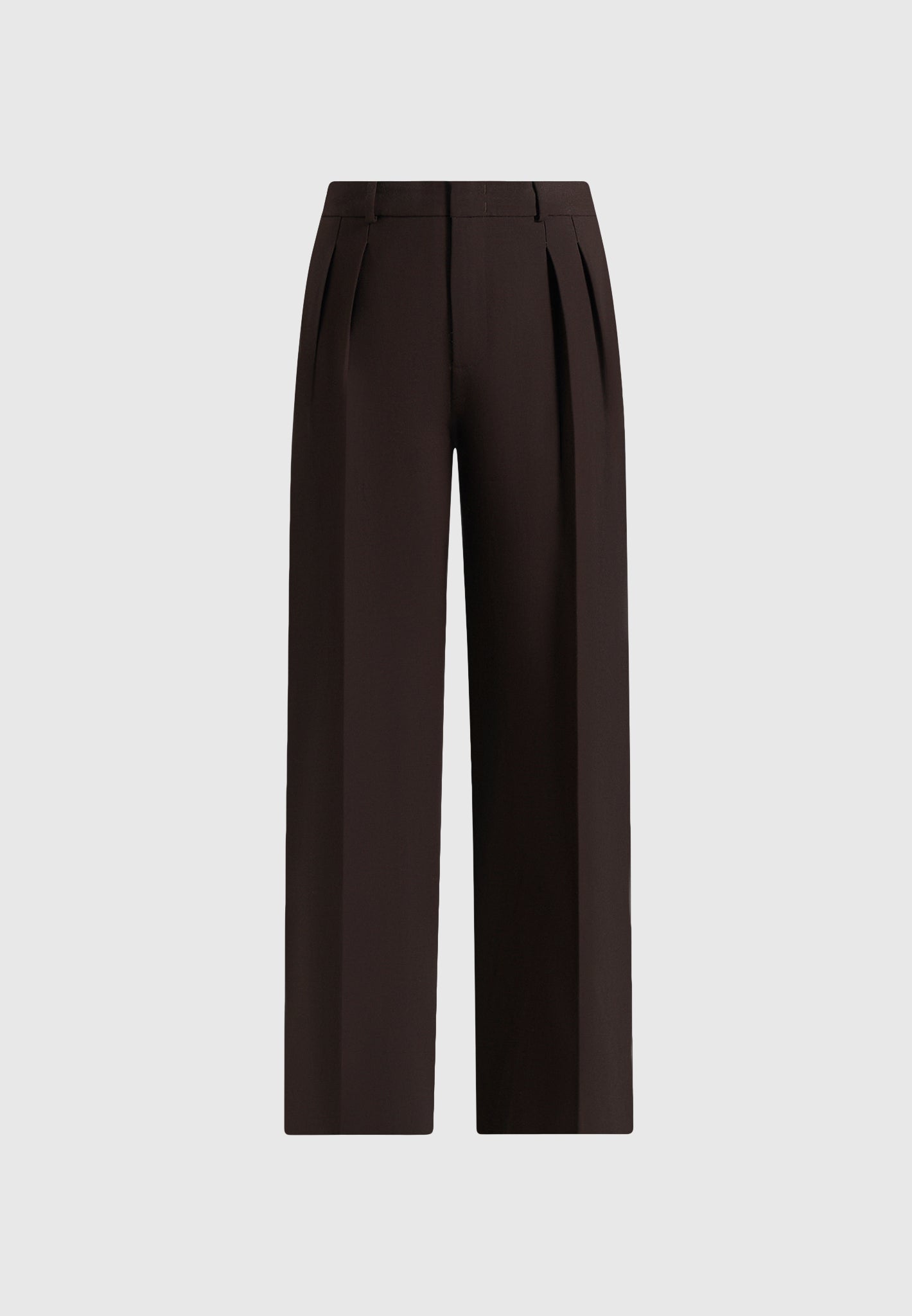 Julie - Tailored Twin Pleat Trousers - Dark Brown