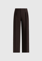 Julie - Tailored Twin Pleat Trousers - Dark Brown
