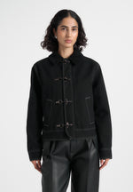 Nino - Clasp Detail Contrast Stitch Gabardine Jacket - Black