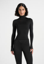 TP001 - Mock Neck Long Sleeve Top - Black