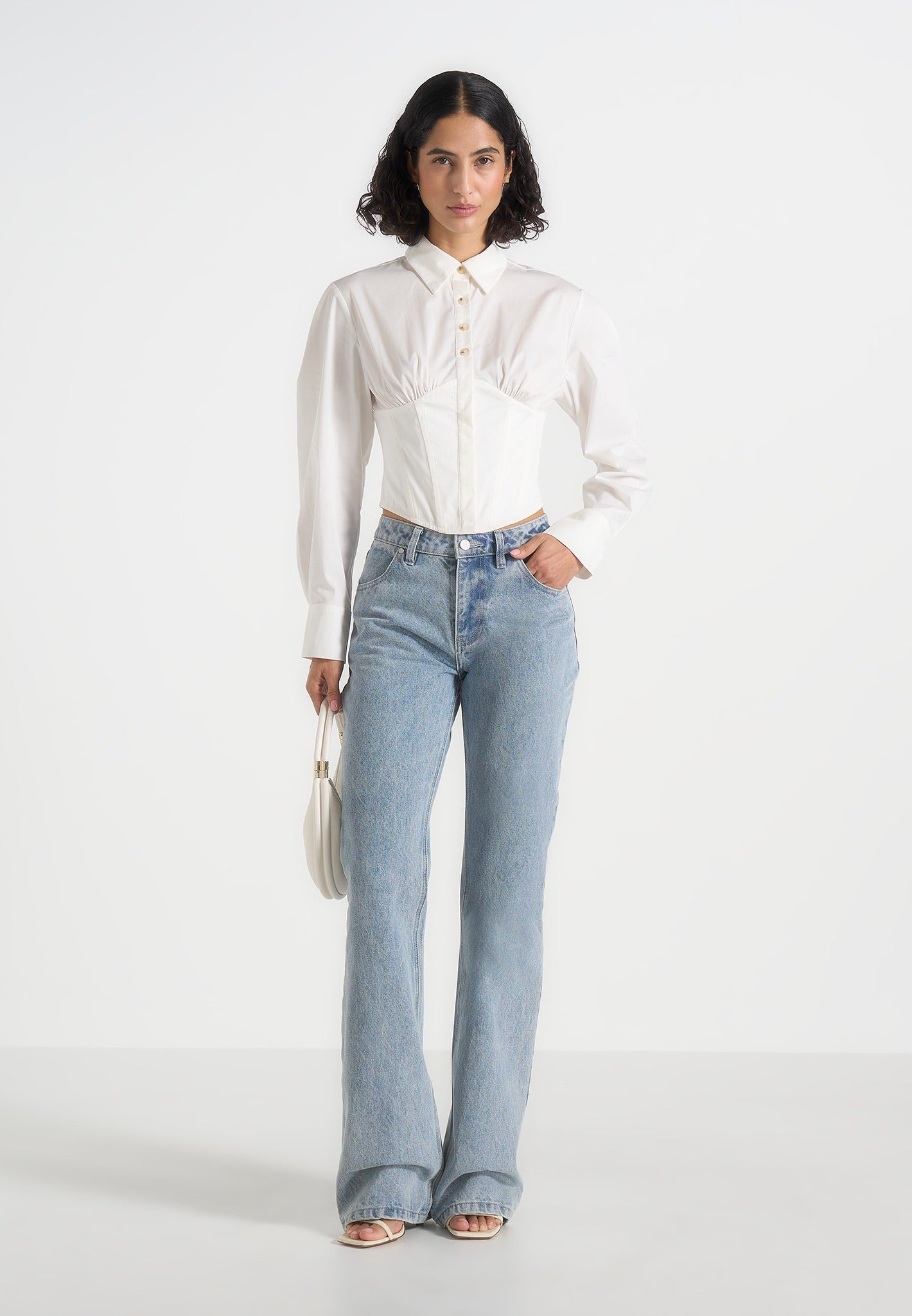 Margot - Cotton Corset Shirt - White