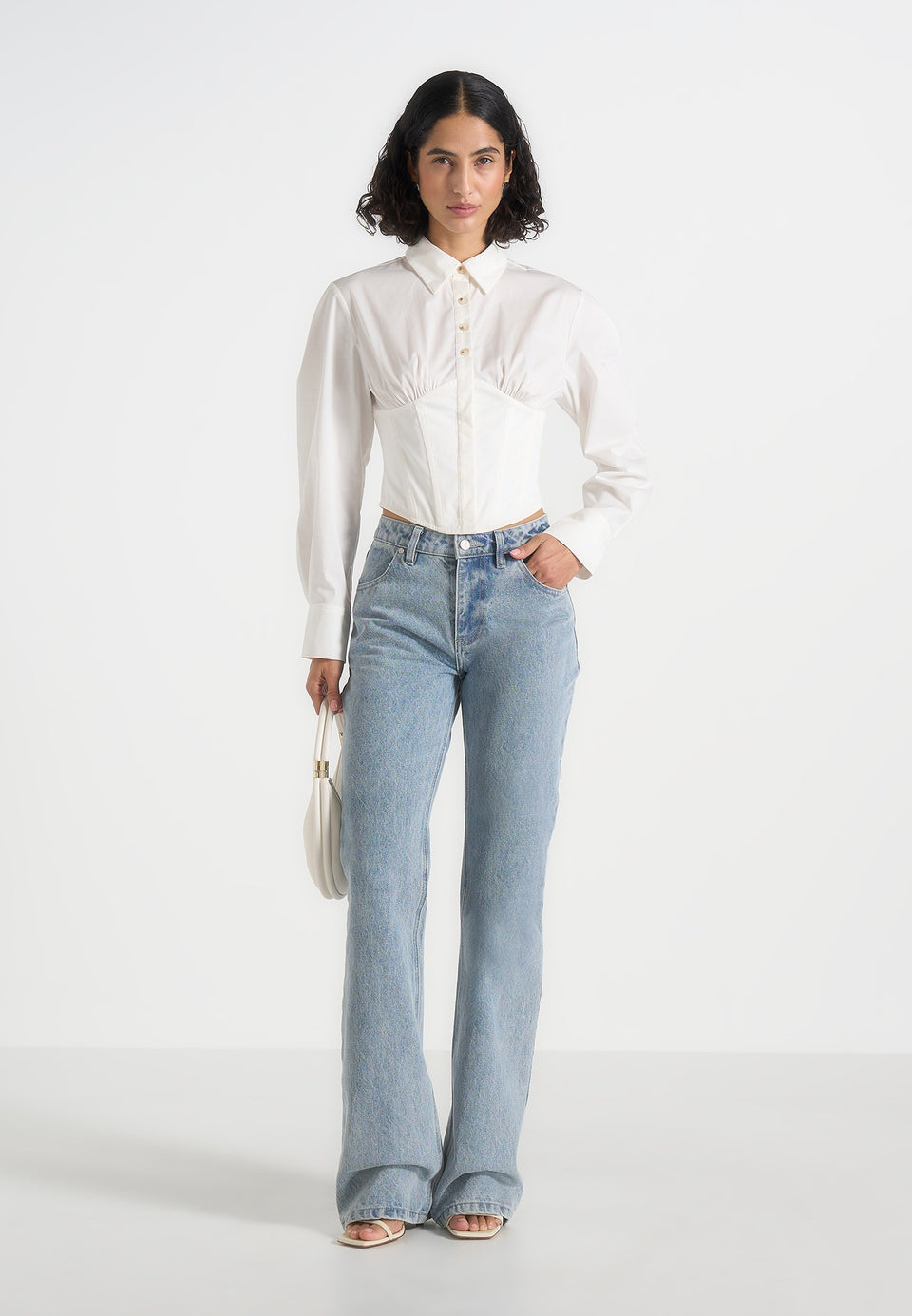 Margot - Cotton Corset Shirt - White