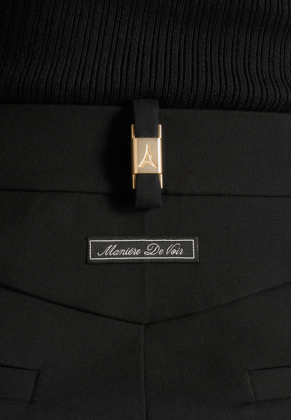 Darlene - Turn Up Detail Tailored Twin Pleat Trousers - Black