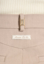 Darlene - Turn Up Detail Tailored Twin Pleat Trousers - Beige