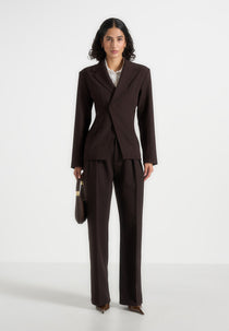 Beatrice - Tailored Cinched Blazer - Dark Brown
