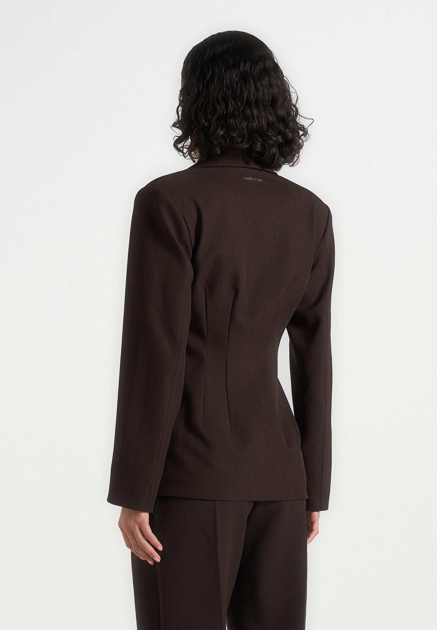 Beatrice - Tailored Cinched Blazer - Dark Brown