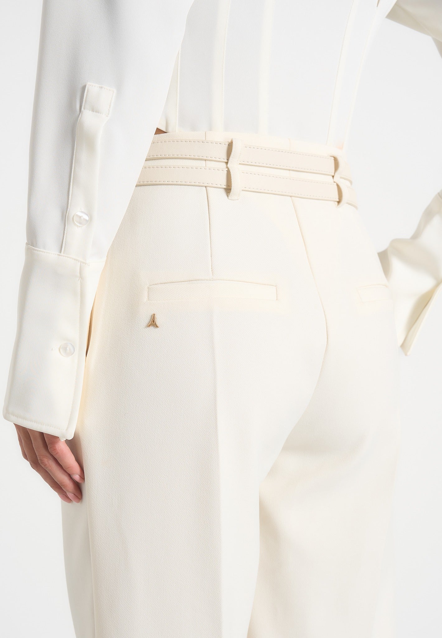 Pascale - Tailored Twin Belt Trousers - Off White
