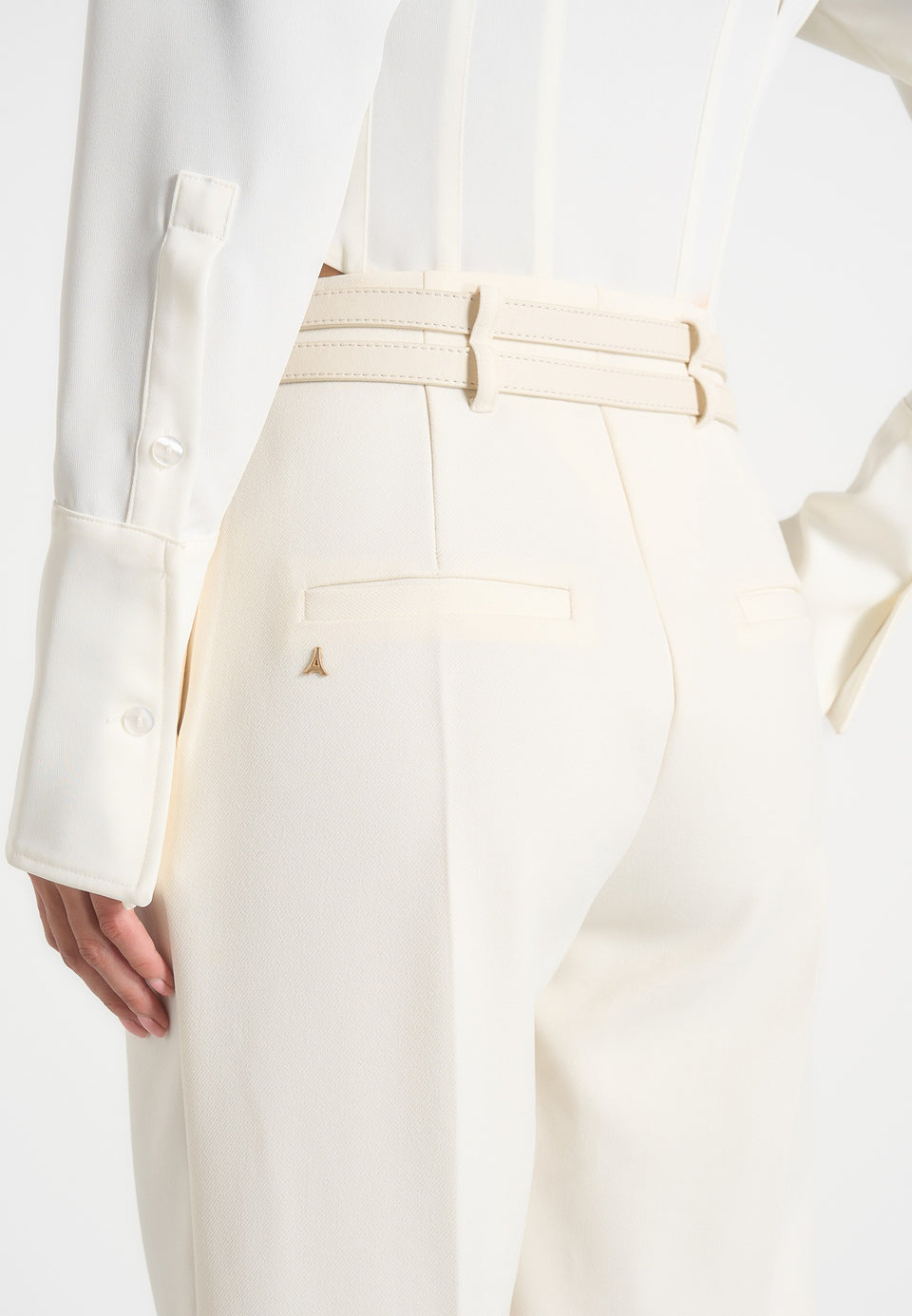 Pascale - Tailored Twin Belt Trousers - Off White