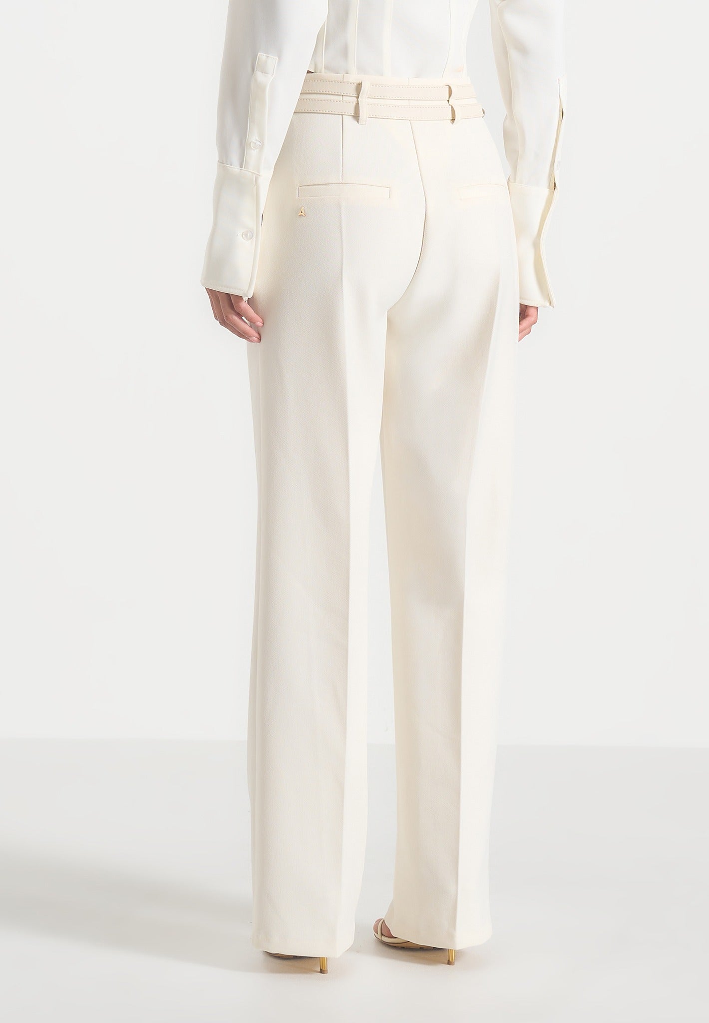 Pascale - Tailored Twin Belt Trousers - Off White
