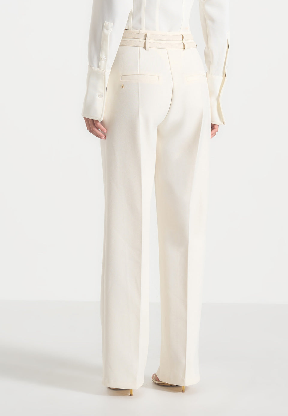 Pascale - Tailored Twin Belt Trousers - Off White
