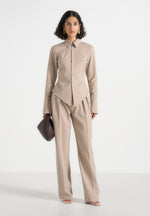 Sonia - Tailored Cinch Shirt - Beige