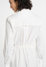 Isa - Belted Cotton Midi Shirt Dress - White