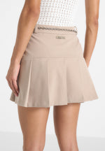 Elise - Tailored Pleated Skort With Belt - Beige
