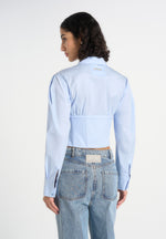 Margot - Corset Cotton Shirt - Pale Blue