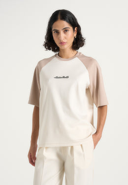 Unisex Signature Raglan Cotton T-Shirt - Cream/Beige