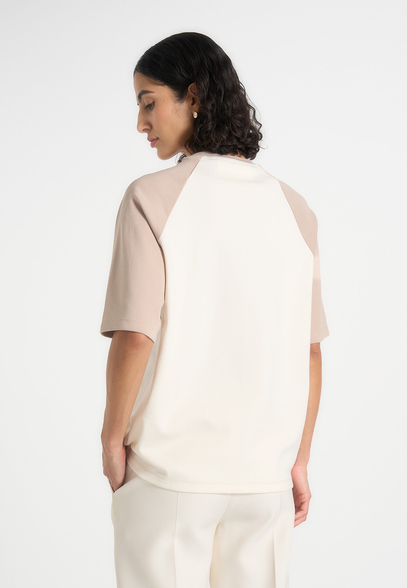 Unisex Signature Raglan Cotton T-Shirt - Cream/Beige