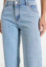 Calista - Line Art Denim Jeans - Mid Blue